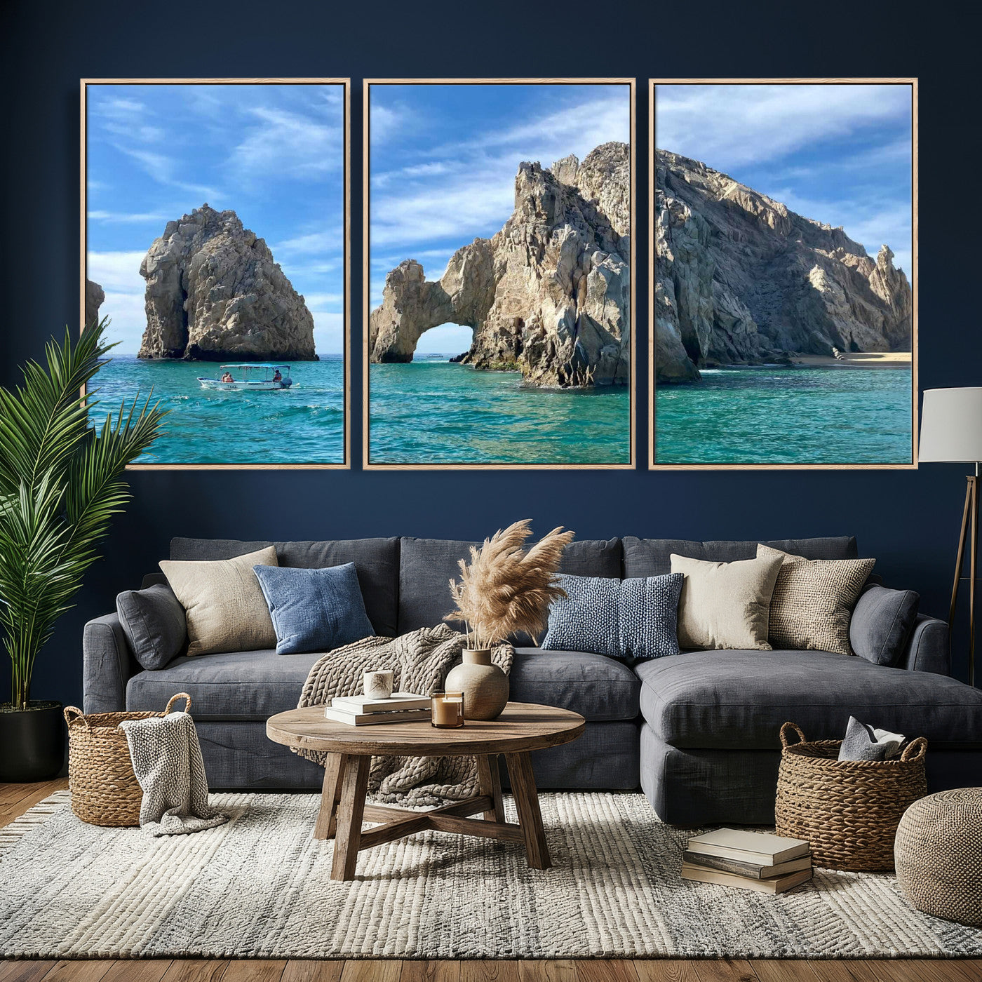 20946478-MGV-CV-36X24 - El Arco Cabo San Lucas Ocean Arch Wall Art Canvas Print, Baja California Rock Arch Seascape Canvas Print, Mexico Coastal Landmark Scenic Art Printing