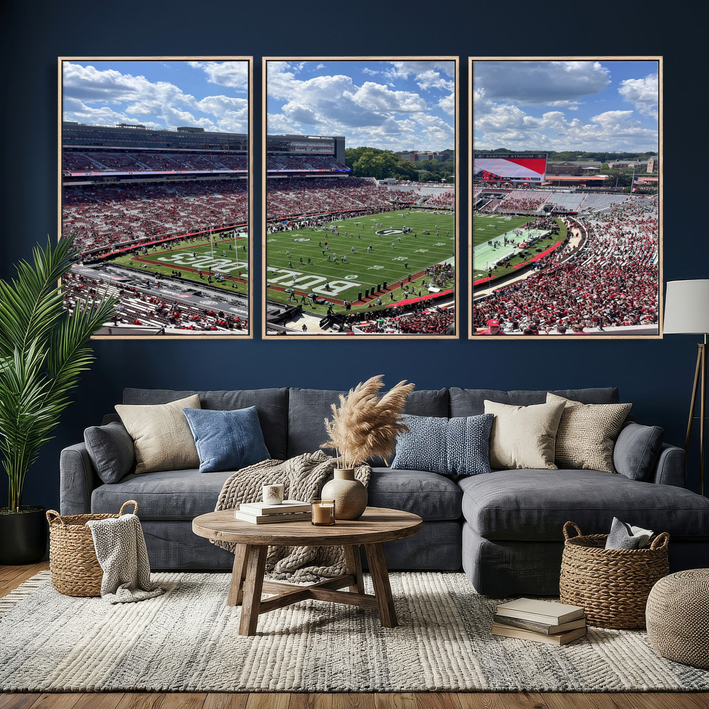 10665453-MGV-CV-36X24 - Georgia Bulldogs Stadium Wall Art Canvas Print, Sanford Stadium Football Field Panorama, College Football Game Day Wall Decor