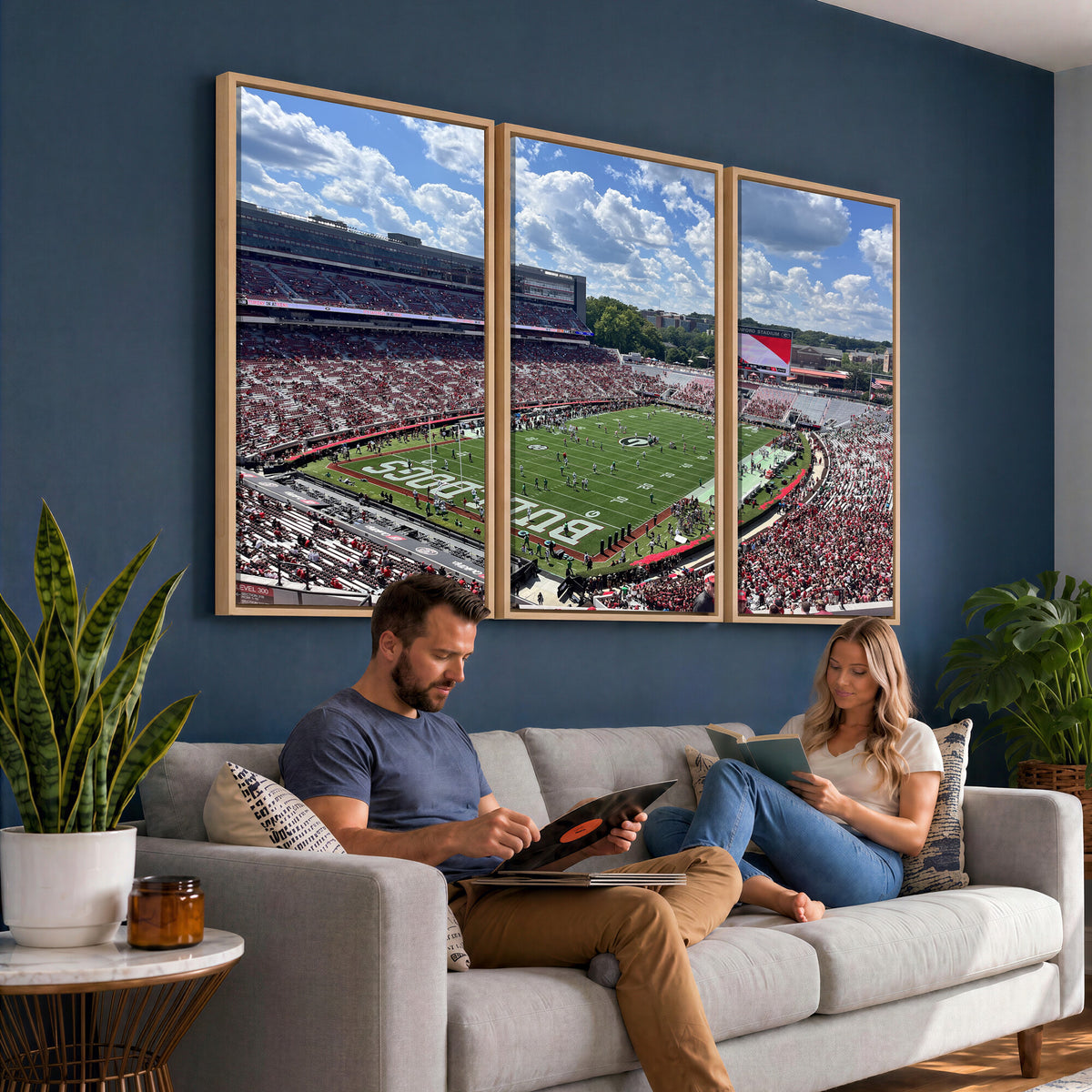 10665453-MGV-CV-36X24 - Georgia Bulldogs Stadium Wall Art Canvas Print, Sanford, Framed and Ready to Hang