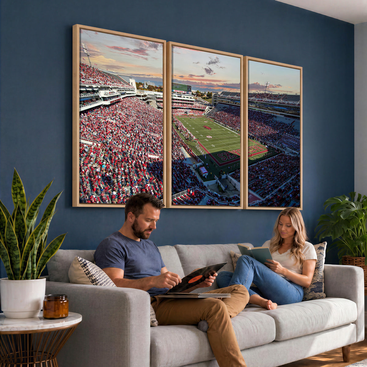 46571211-MGV-CV-36X24 - Donald W. Reynolds Razorback Stadium Wall Art Canvas Print – Arkansas Razorbacks Football Artwork for Home, Office, and Sports Room Decor