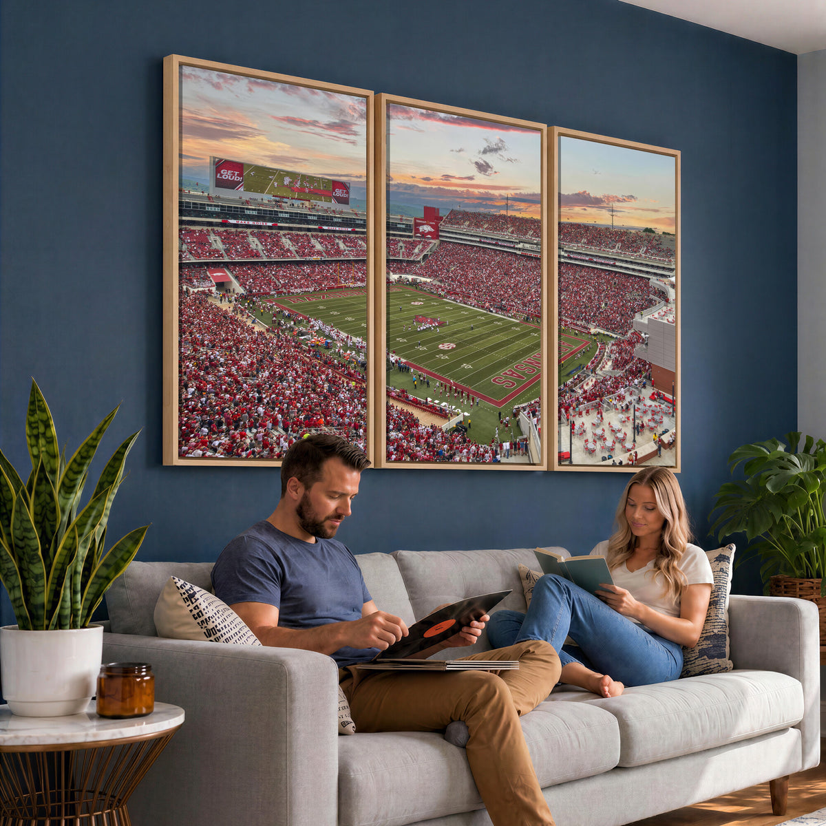 82233065-MGV-CV-36X24 - Donald W. Reynolds Razorback Stadium Wall Art Canvas Print – Arkansas Razorbacks Football Artwork for Home, Office, and Sports Room Decor