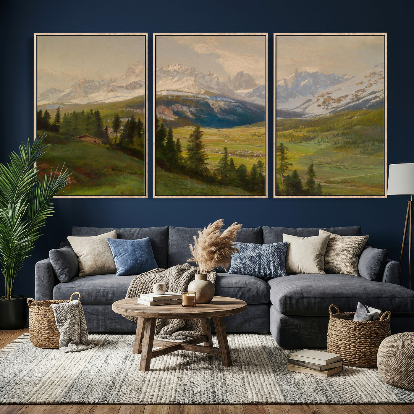 60864994-MGV-CV-36X24 - Konrad Petrides View From Mount Helm Wall Art Canvas Print - Watercolor Sexten and the Sextener Sonnenuhr Art Canvas Print