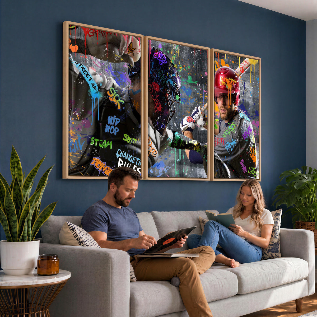 19634994-MGV-CV-36X24 - Graffiti Baseball Player Street Art Wall Art Canvas Print