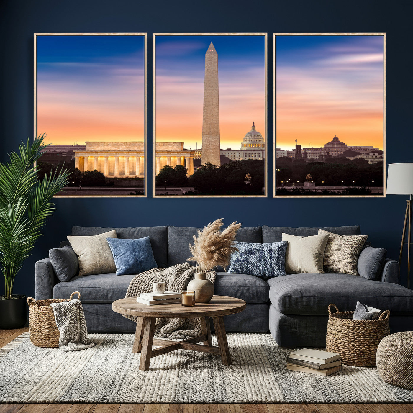 72704063-MGV-CV-36X24 - Washington DC Skyline Wall Art Canvas Print – Lincoln Memorial, Washington Monument & Capitol Artwork Print