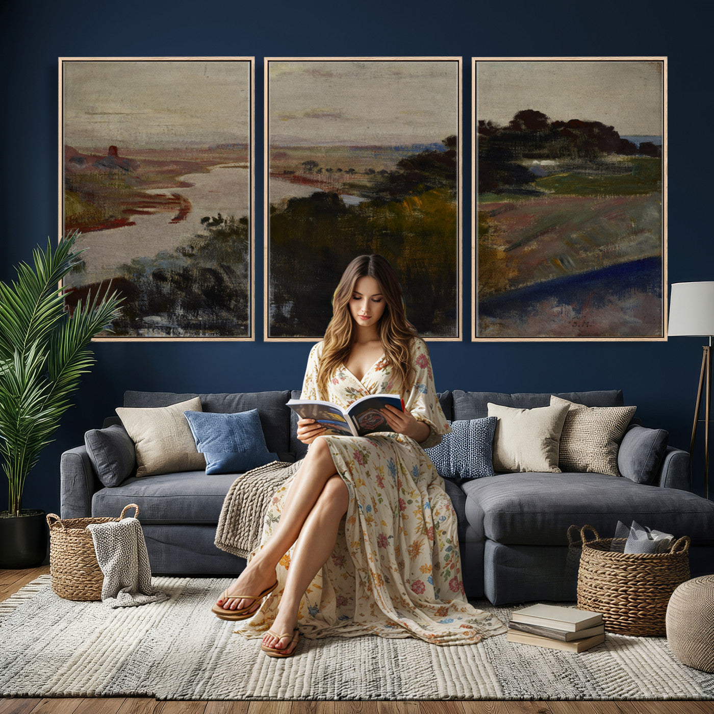 55507874-MGV-CV-36X24 - Jacek Malczewski Landscape at the Vistula Wall Art Canvas Print