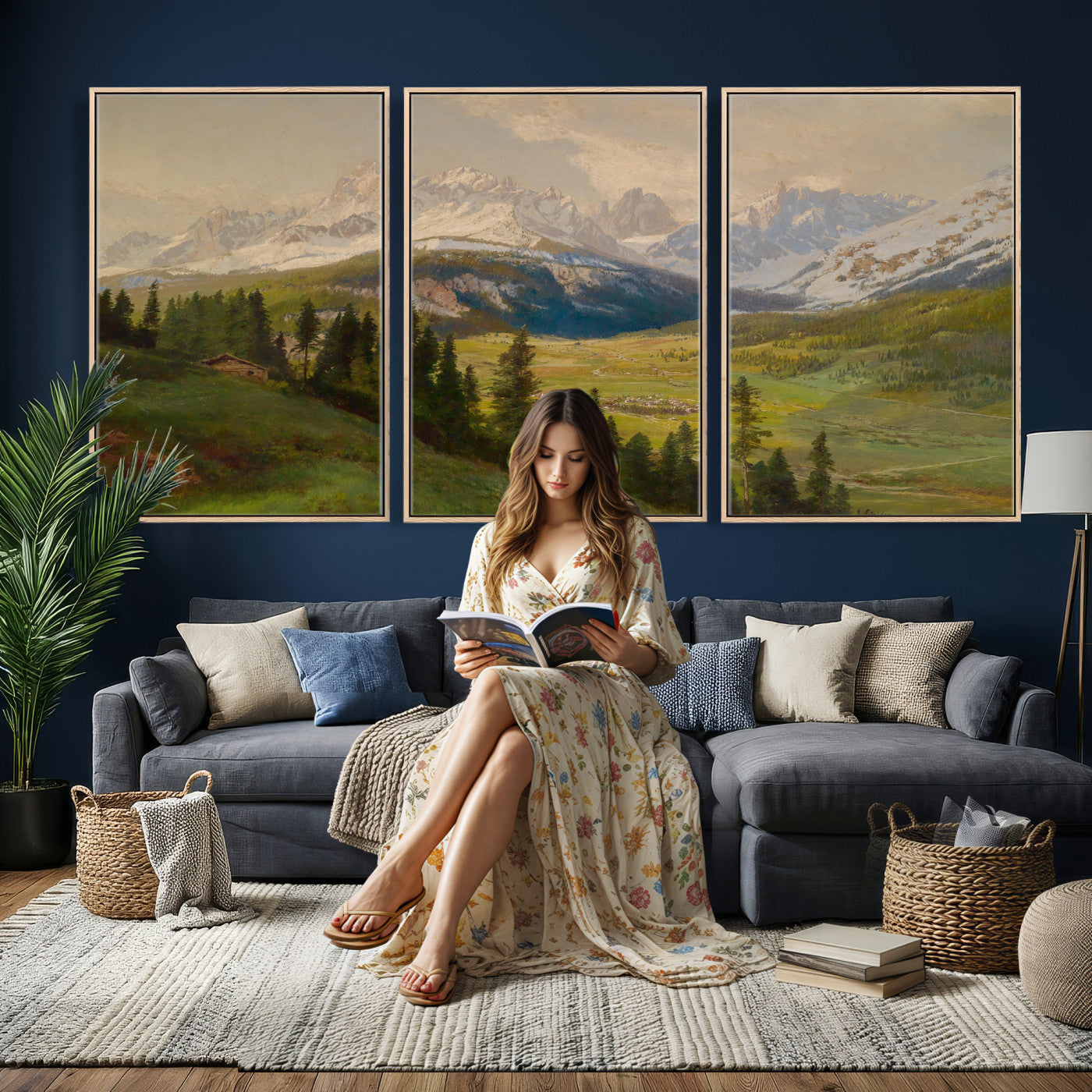 23120262-MGV-CV-36X24 - Konrad Petrides View from Mount Helm Canvas — Austrian Alpine Oil Painting Print | Tyrol Dolomites Mountain Wall Art | Vintage Landscape Gift