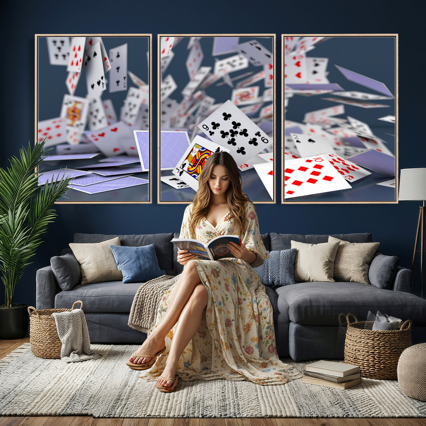 66392185-MGV-CV-36X24 - Playing Cards Canvas Wall Art | Casino Game Room Decor, Poker Decor Art