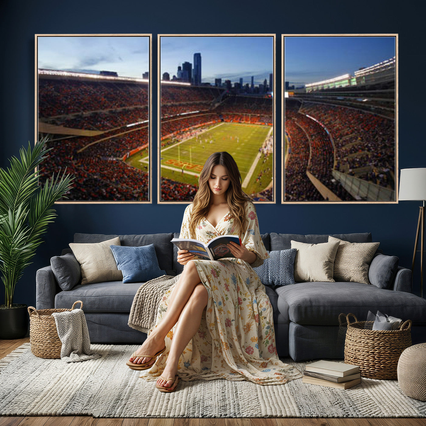 50691720-MGV-CV-36X24 - Chicago Bears Soldier Field Canvas Wall Art, NFL Stadium Panorama Print, Football Arena Photography for Sports Fans