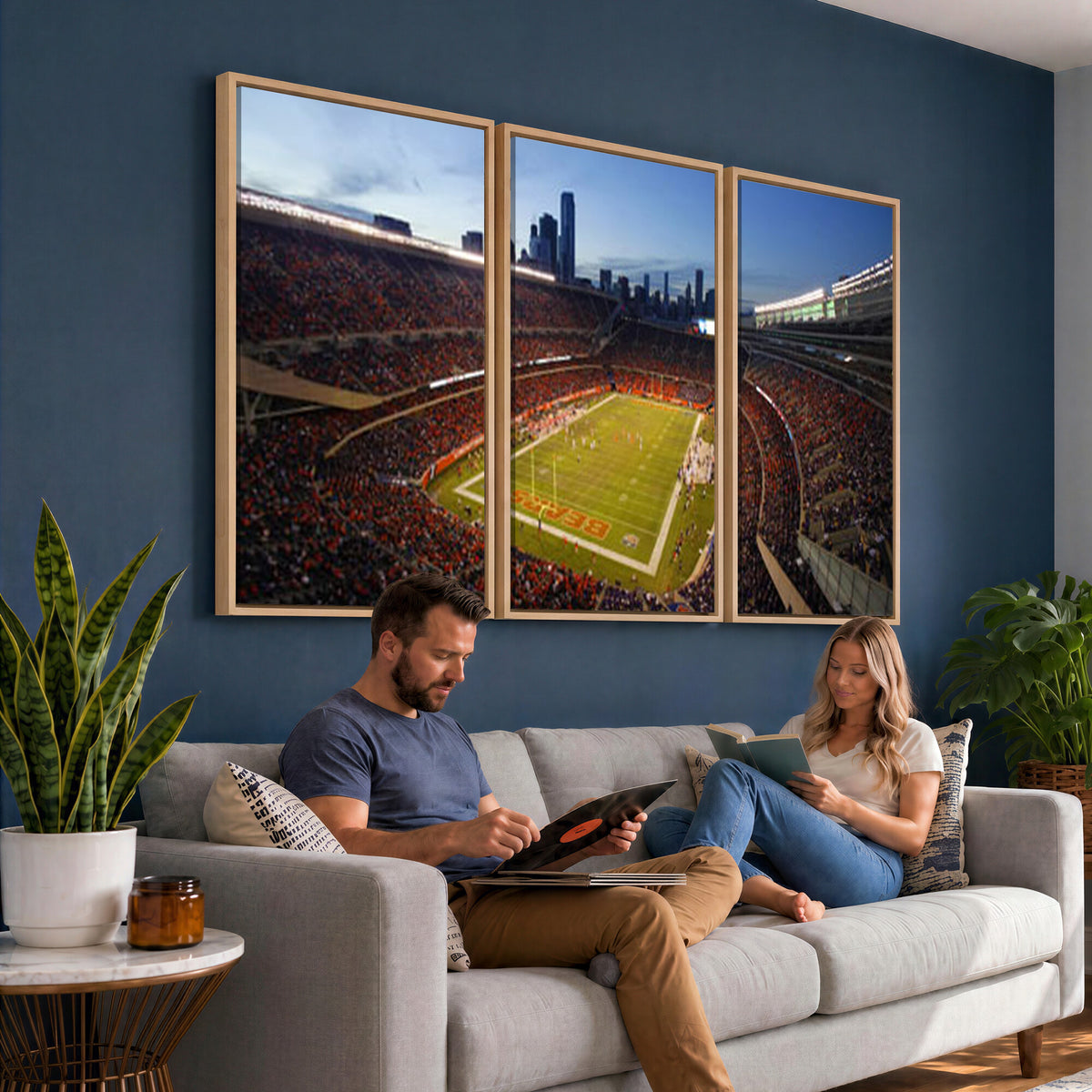 50691720-MGV-CV-36X24 - Chicago Bears Soldier Field Canvas Wall Art, NFL Stadium Panorama Print, Football Arena Photography for Sports Fans