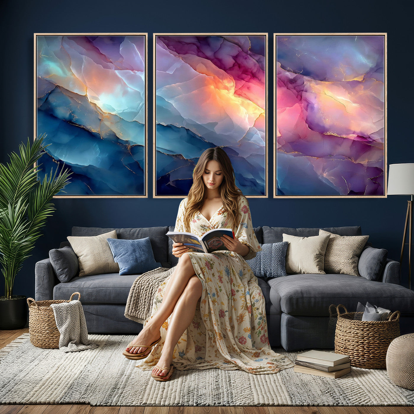 28163849-MGV-CV-36X24 - Colorful Abstract Canvas Wall Art Print, Vibrant Popup Color Art Print