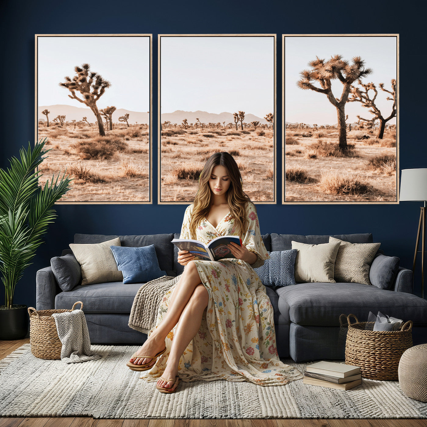 33549408-MGV-CV-36X24 - Joshua Tree Desert Canvas Wall Art Print, Desert Landscape Photography, Boho Southwest Wall Decor, Nature Canvas, Ready to Hang