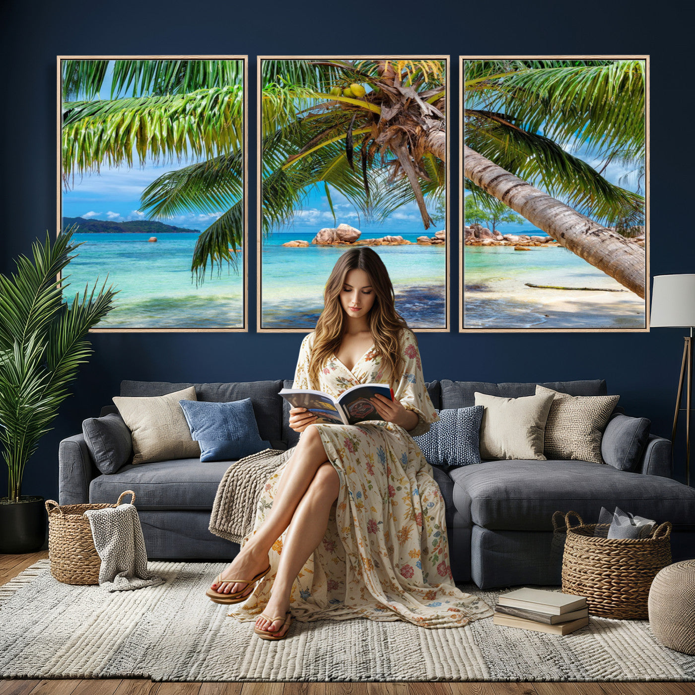 86824715-MGV-CV-36X24 - Seychelles Beach Canvas Wall Art - Anse Volbert Praslin Island Print
