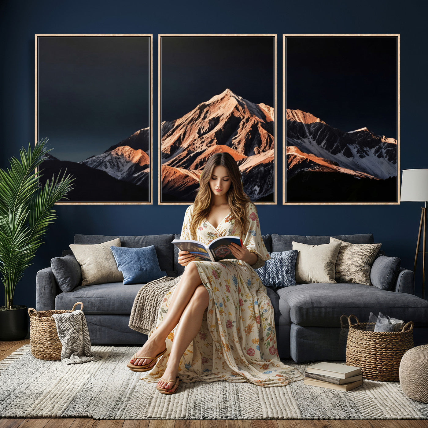 10196184-MGV-CV-36X24 - Snow Mountain Wall Art Canvas Print for Living Room Decor