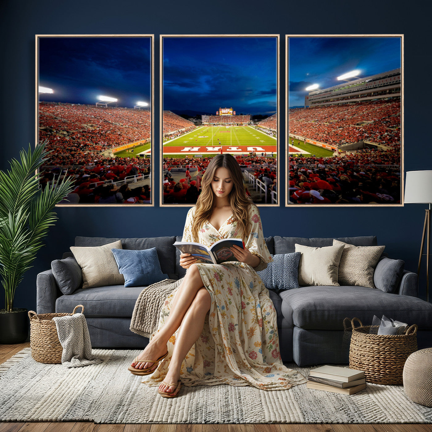 74019251-MGV-CV-36X24 - Rice-Eccles Stadium Wall Art Canvas Print - Utah Salt Lake City Stadium Print