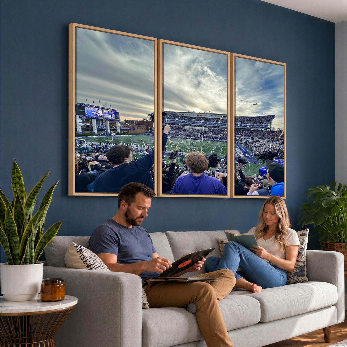 400867JMU-MGV-CV-36X24 - JMU Stadium Wall Art Canvas Print for Game Room Decor - James Madison University Stadium