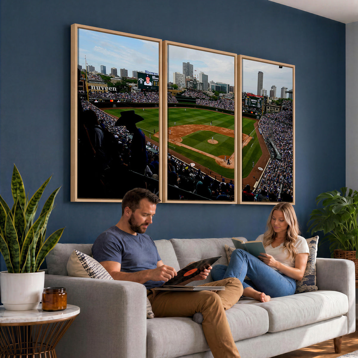 34859D-MGV-CV-36X24 - Chicago Cubs Baseball Team Print - Wrigley Field Stadium