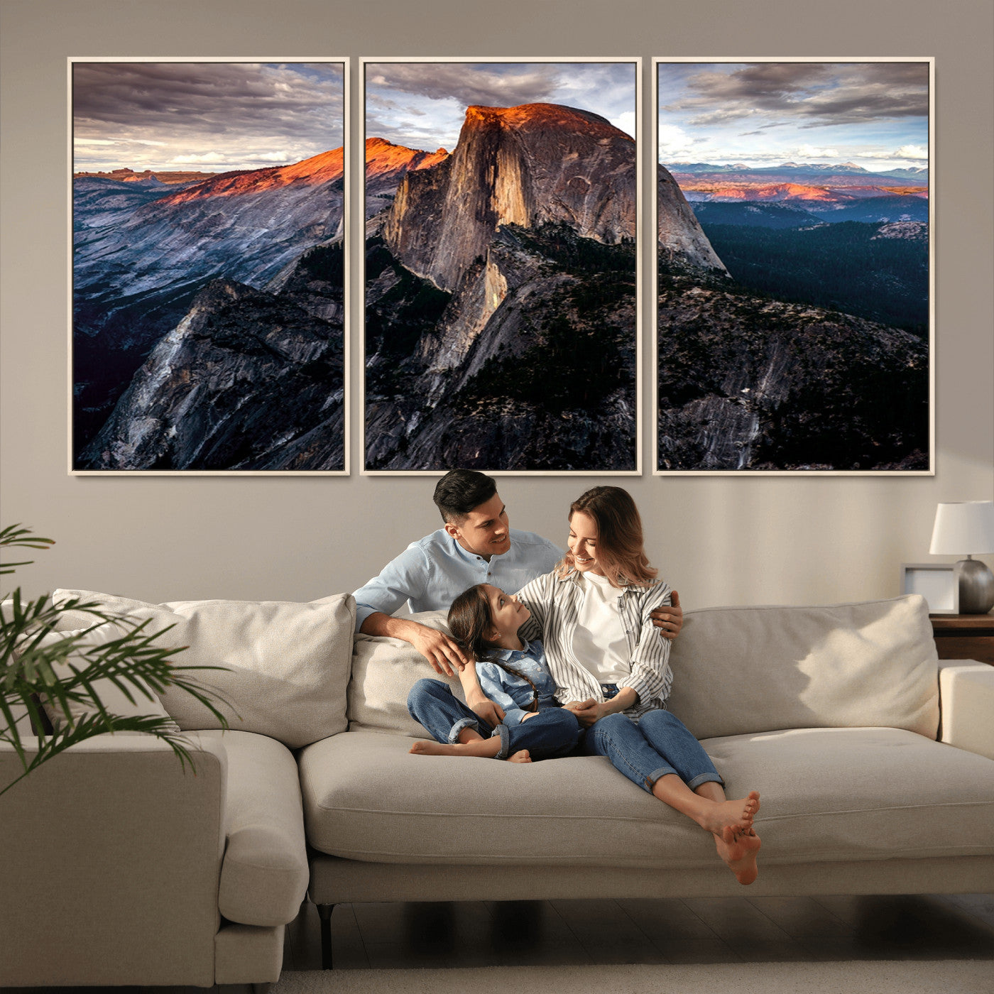 MGV-FC-60X30-3P - Half Dome Wall Art Print - Yosemite Majestic Triptych Landscape Print – National Park Nature Decor