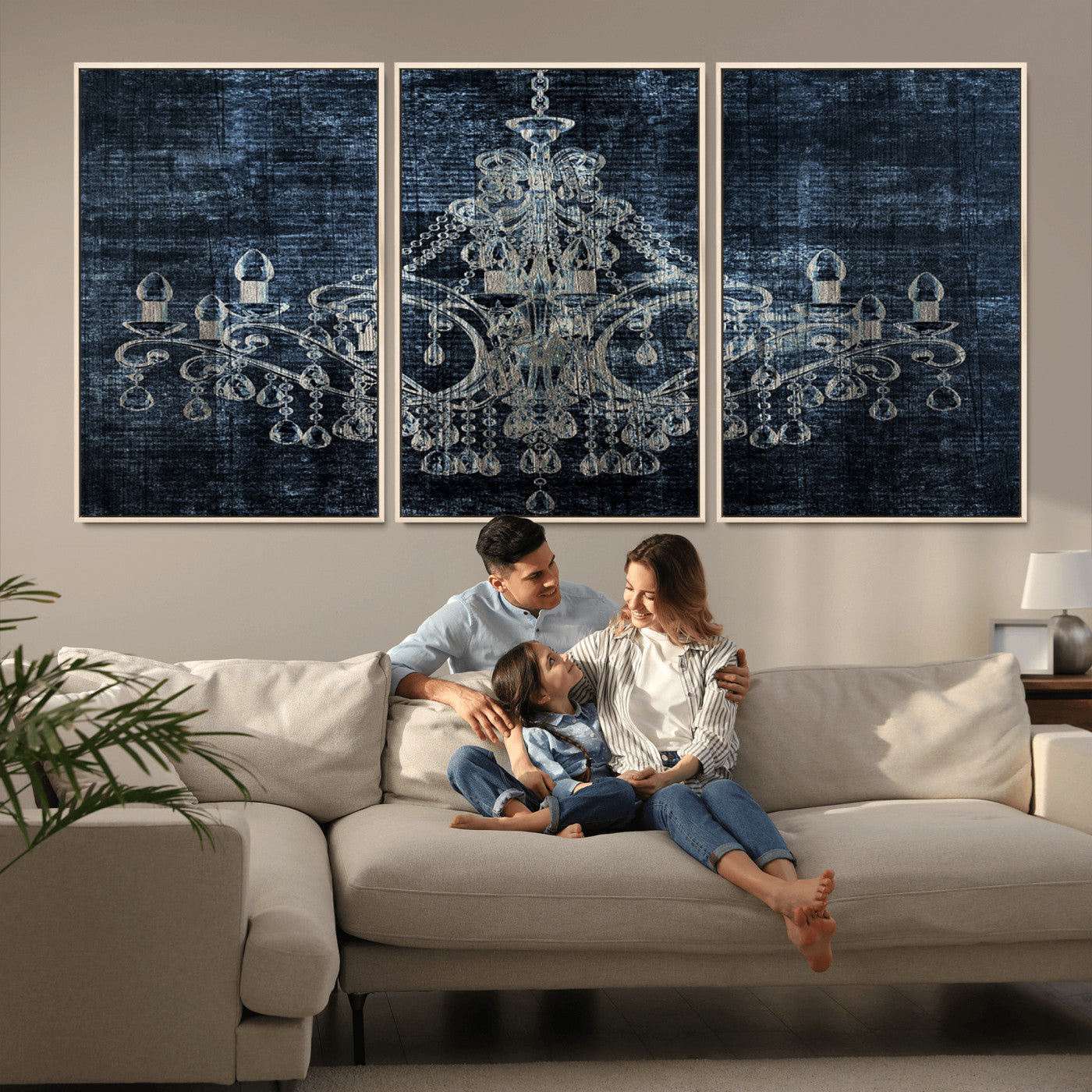 MGV-FC-60X30-3P - Dark Chandelier Wall Art Canvas Print