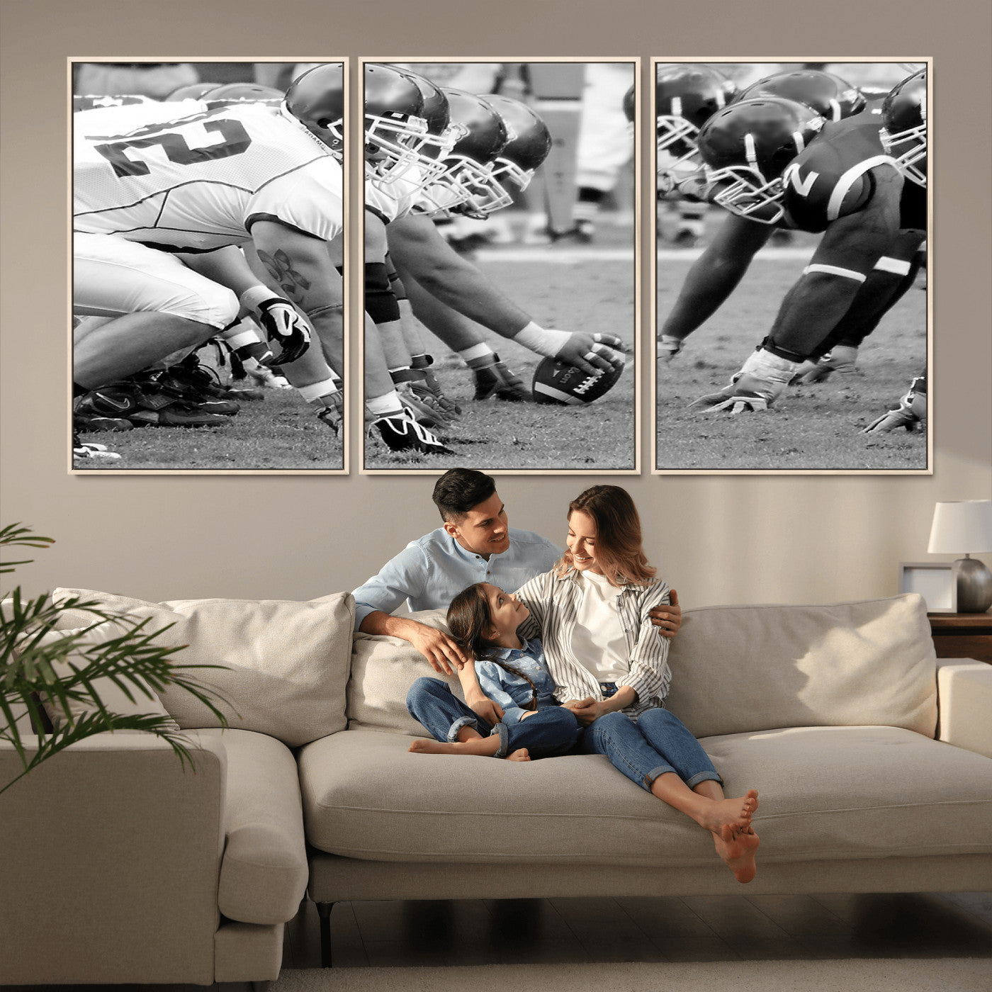 MGV-FC-60X30-3P - American Football Player Wall Art Canvas Print