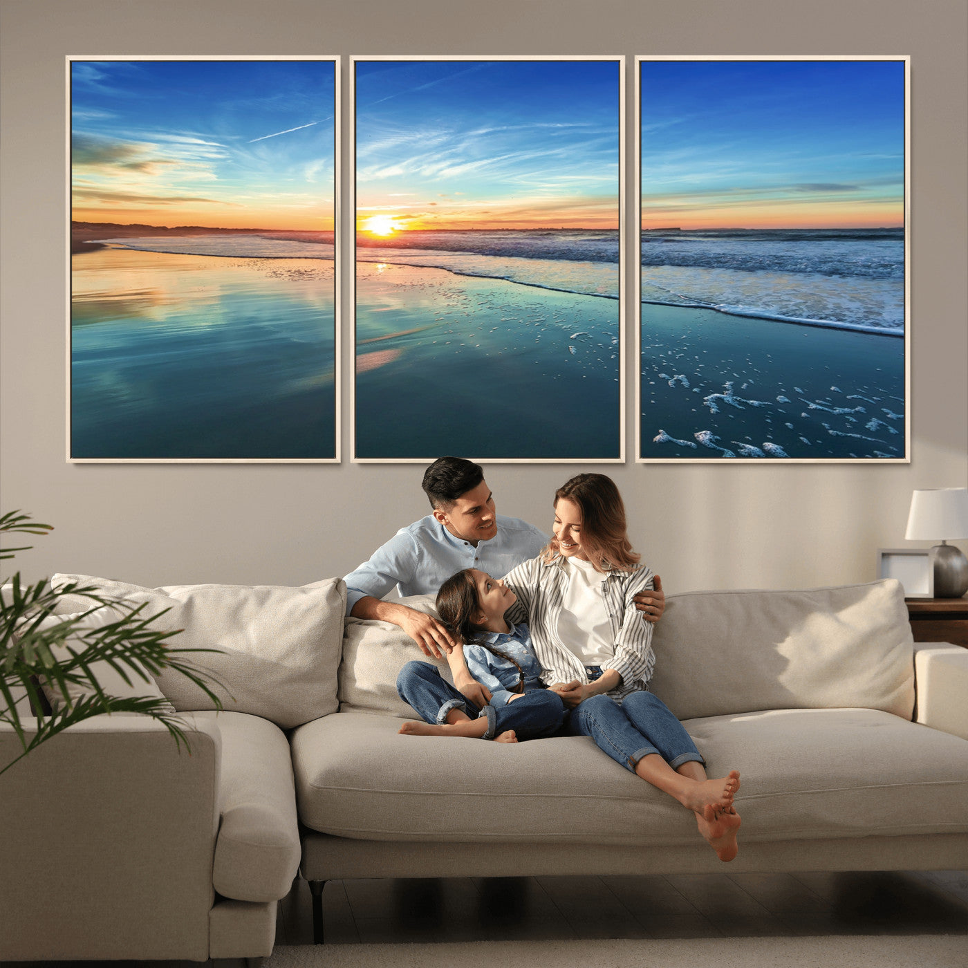 MGV-FC-60X30-3P - Blue Sky and Beach Wall Art Canvas Print