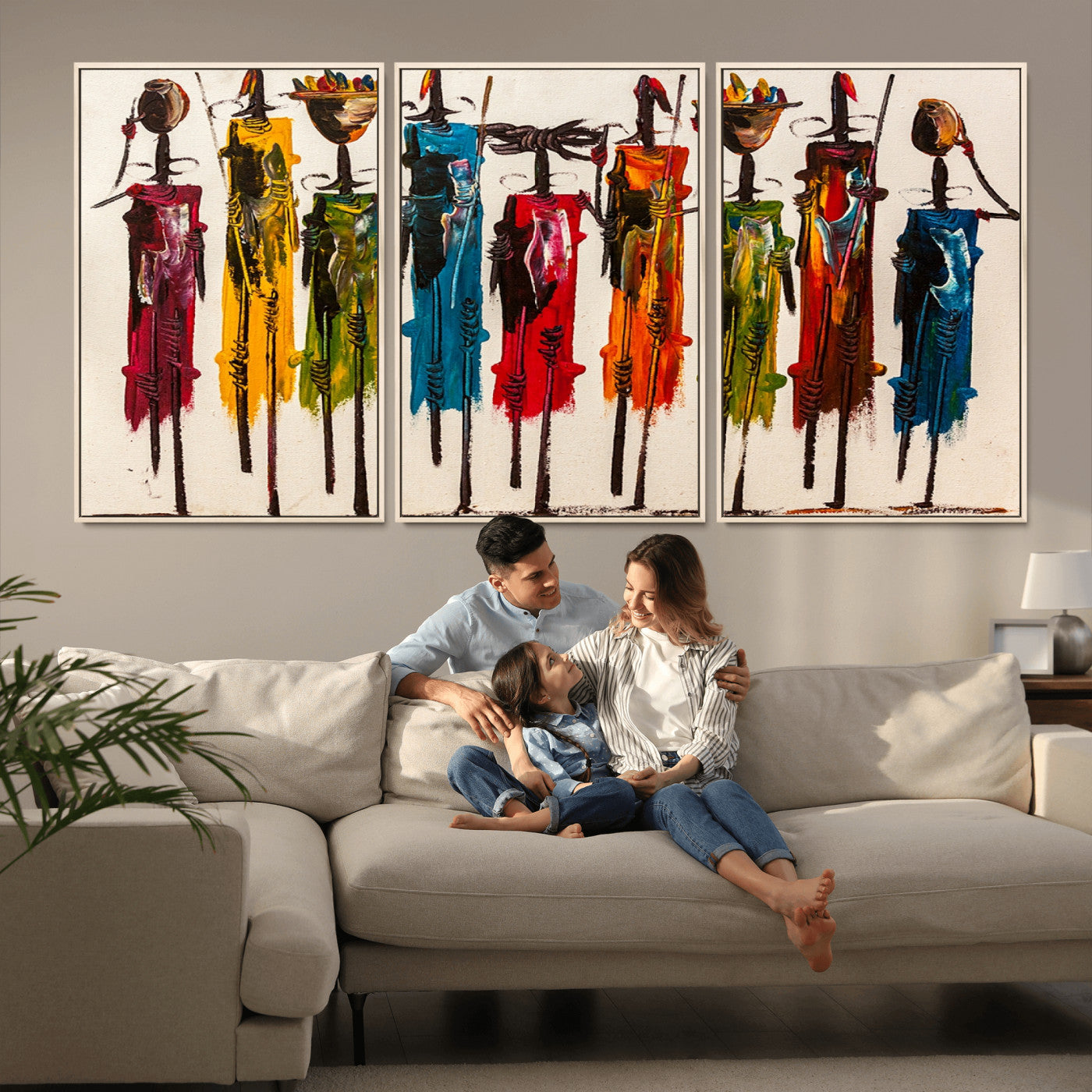 MGV-FC-60X30-3P - Abstract African Women Wall Art Canvas Print