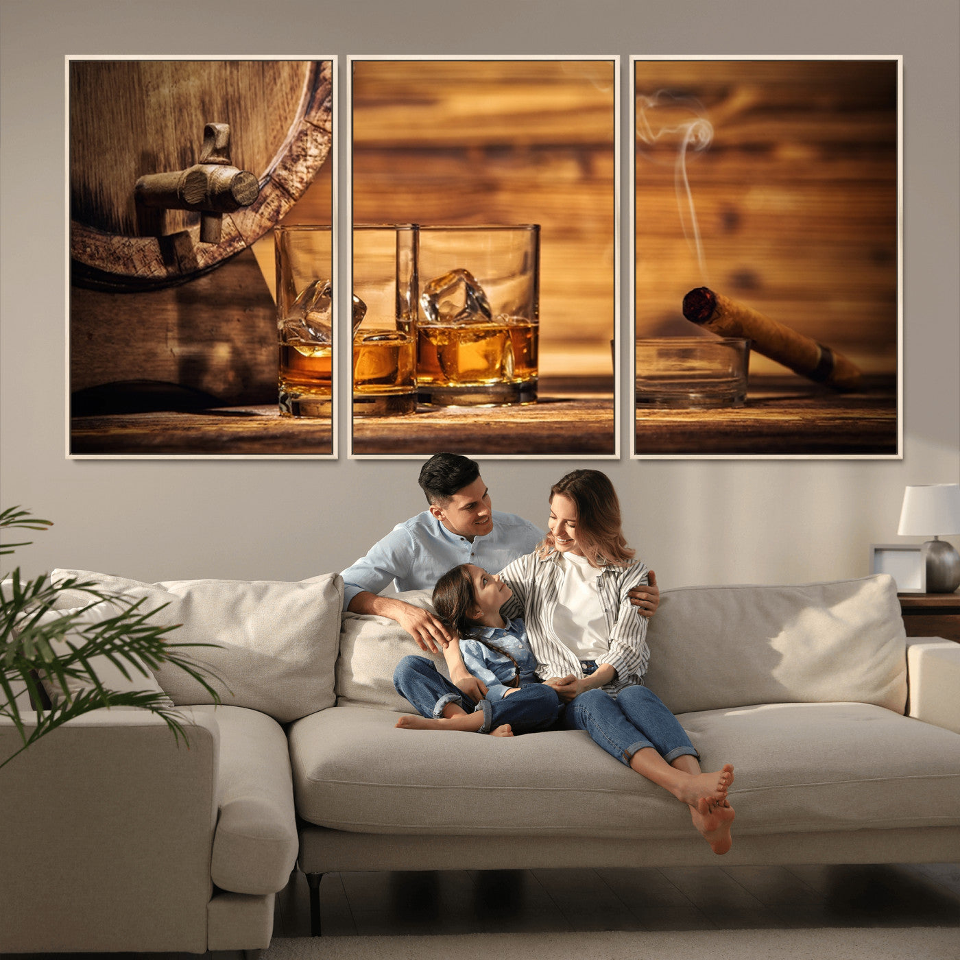 MGV-FC-60X30-3P - Rustic Whiskey and Barrel Canvas Print