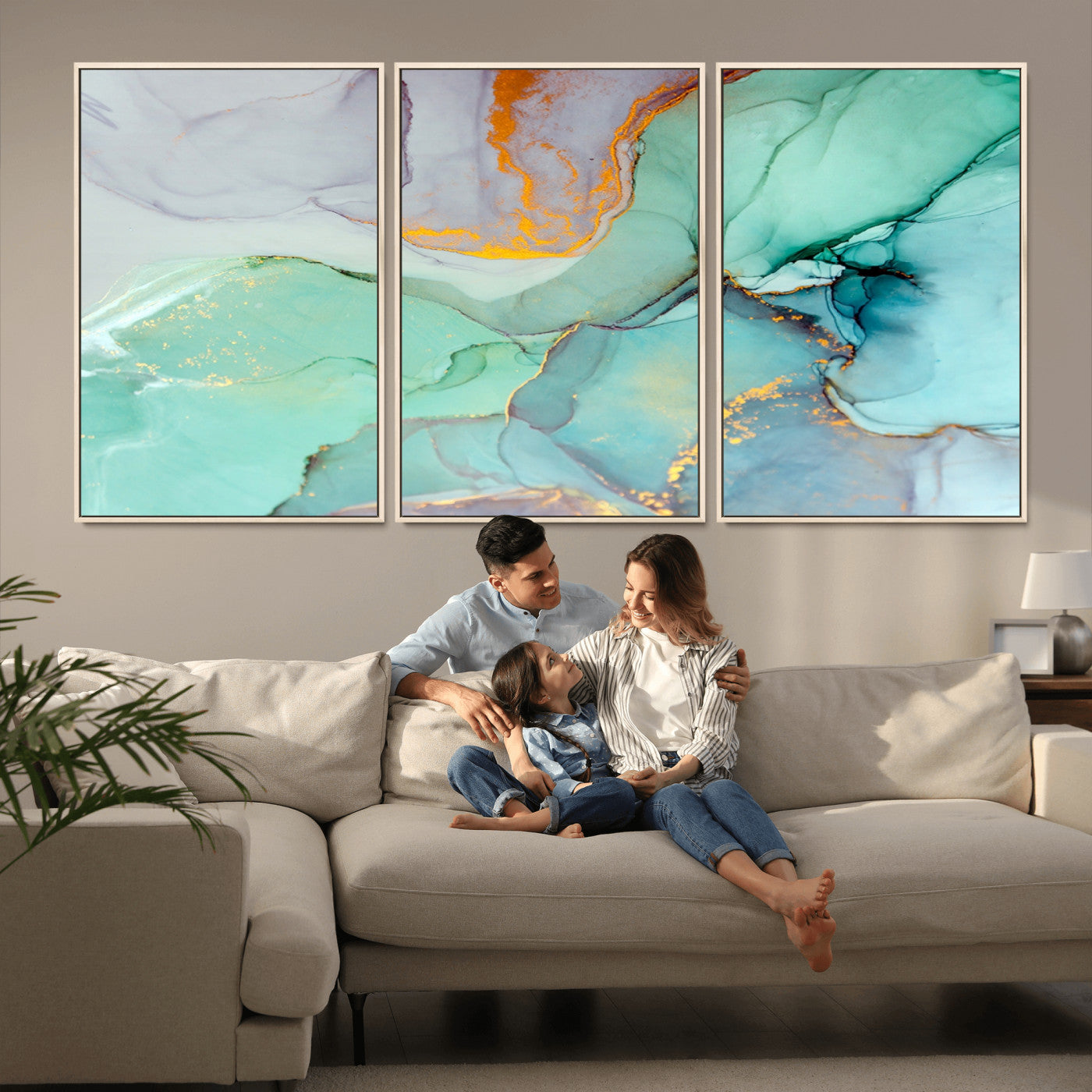 MGV-FC-60X30-3P - Colorful Marble Fluid Effect Canvas Wall Art Print