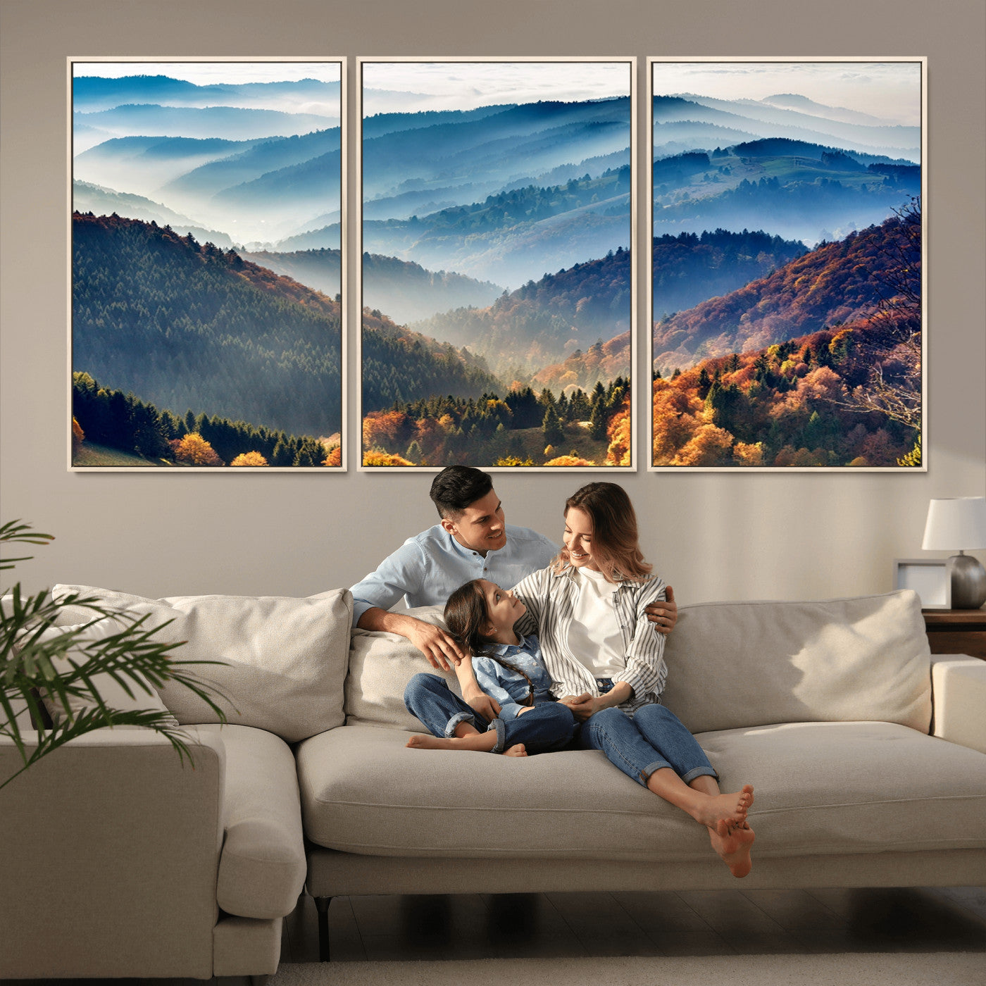 MGV-FC-60X30-3P - Mountains Forest Autumn Wall Art Canvas Print