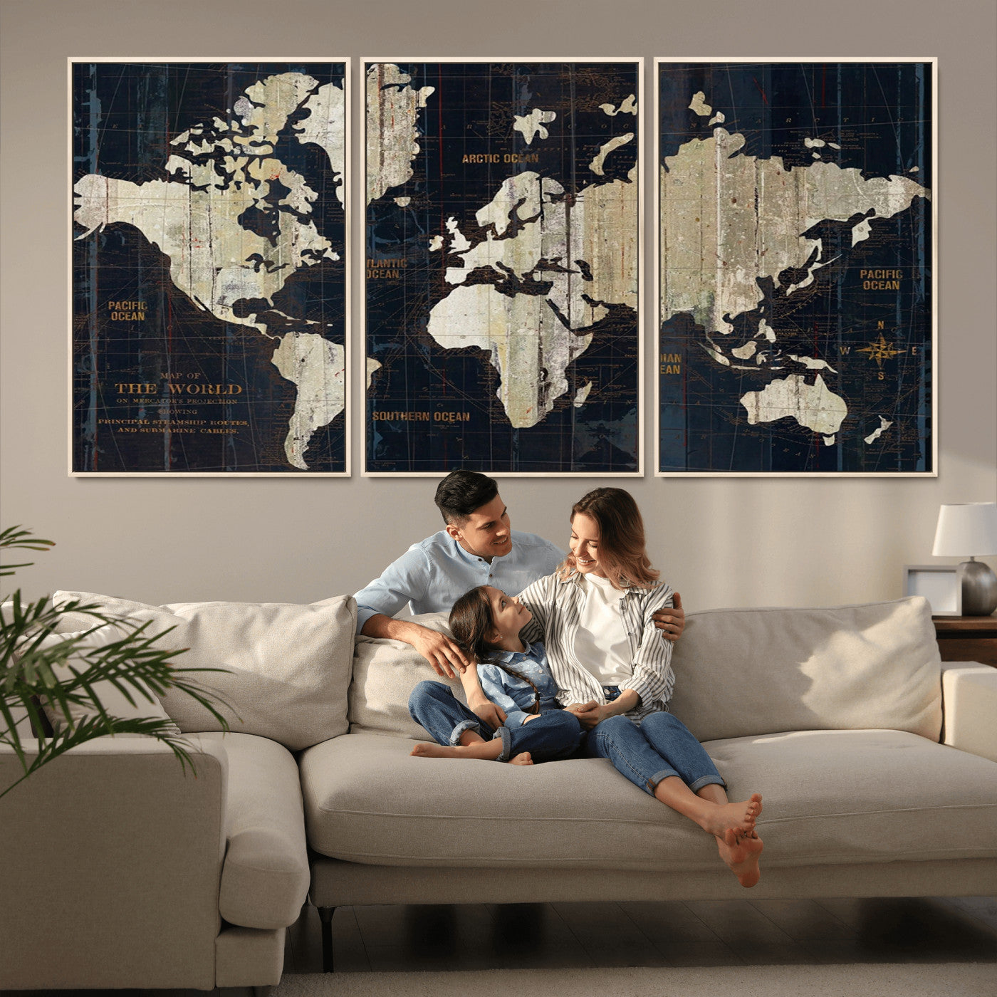 MGV-FC-60X30-3P - Push Pin World Map Canvas Print – Framed Wall Art for Couples to Track Their Travels – Anniversary