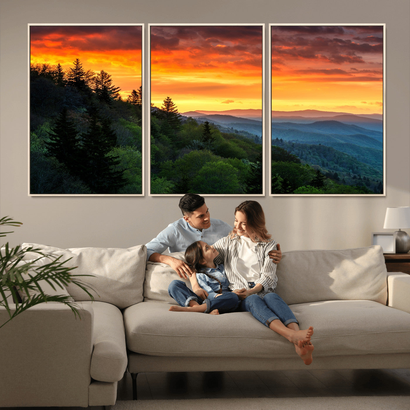 MGV-FC-60X30-3P - Forest Landscape Wall Art Sunset Canvas, Forest Sunset Canvas Print