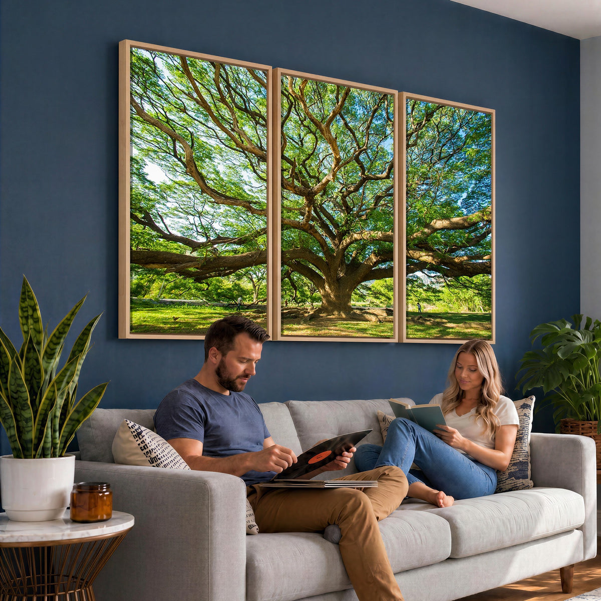 70569-MGV-CV-24X16 - Majestic Oak Tree Wall Art | Serene Nature Canvas Print with Spreading Branches