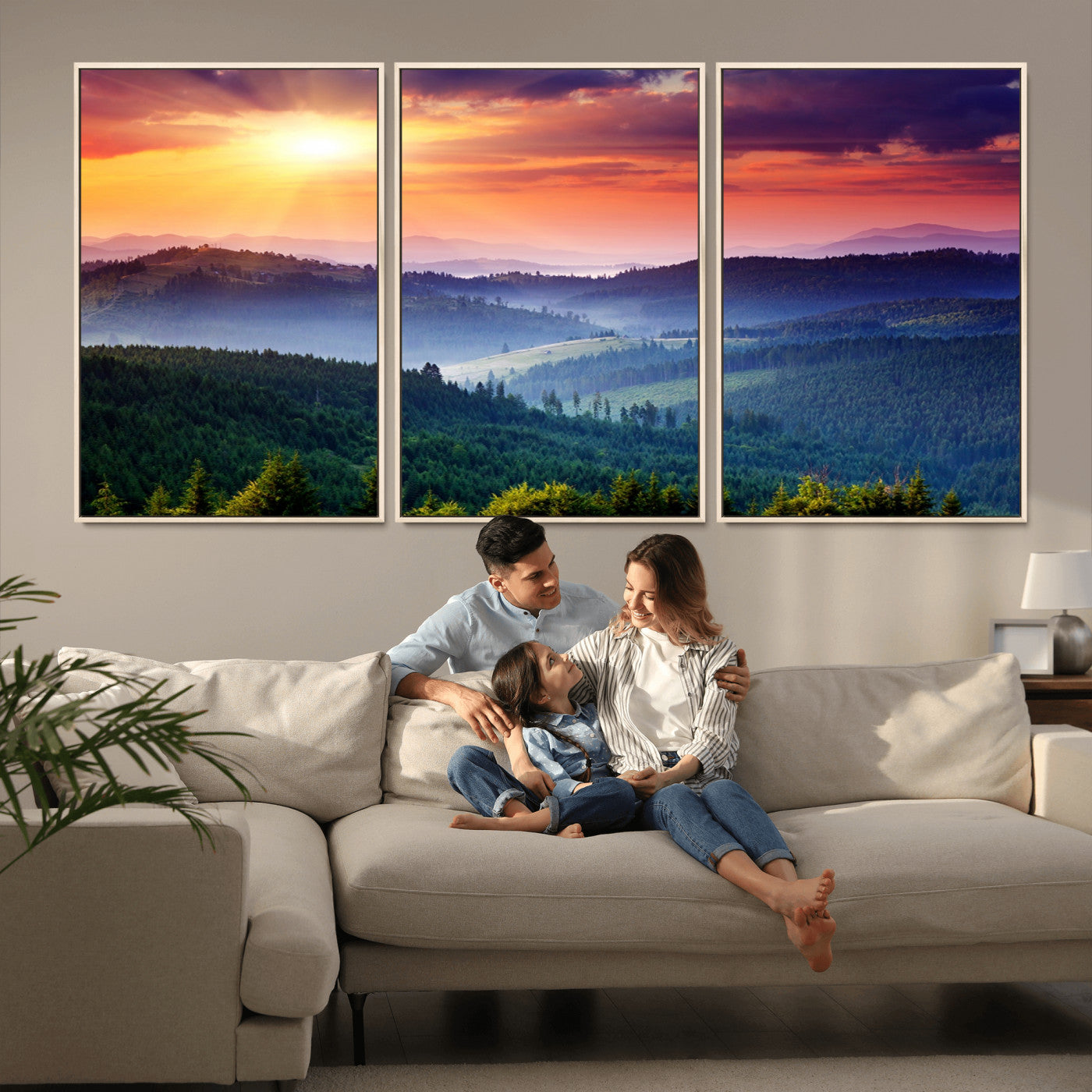 MGV-FC-60X30-3P - Mountain and Sunset Wall Art Canvas Print