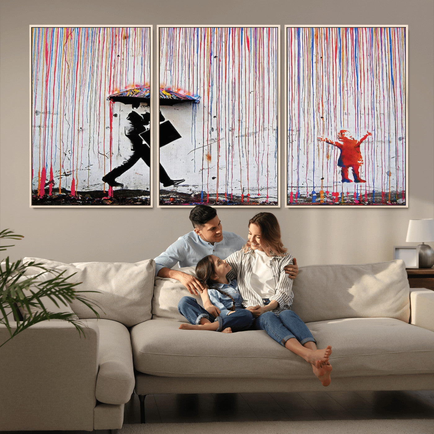 MGV-FC-60X30-3P - Banksy Wall Art Canvas Print, Framed Graffiti Art Picture Print, Banksy Urban Graffiti Perfect Modern Decor Artwork
