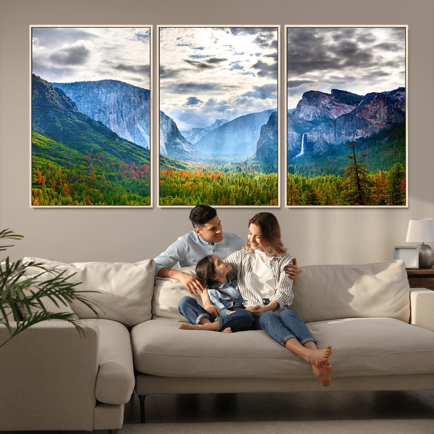MGV-FC-60X30-3P - Yosemite Park Half Dome 3 Panel Canvas Print | Large Giclée Landscape Wall Art for Living Room,