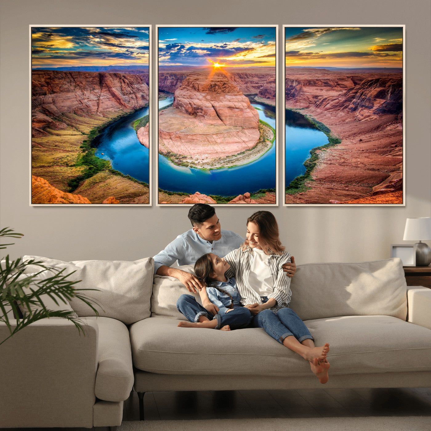 MGV-FC-60X30-3P - Sunset on the Horseshoe Bend Grand Canyon, Horseshoe Bend Grand Canyon Canvas Wall Art Print