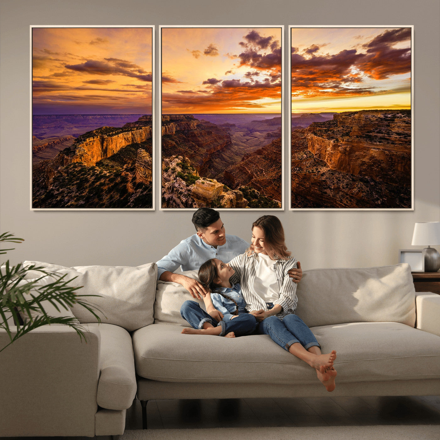 MGV-FC-60X30-3P - Mesmerizing Sunset from Grand Canyon Nal Park Wall Art, Grand Canyon Canvas Print