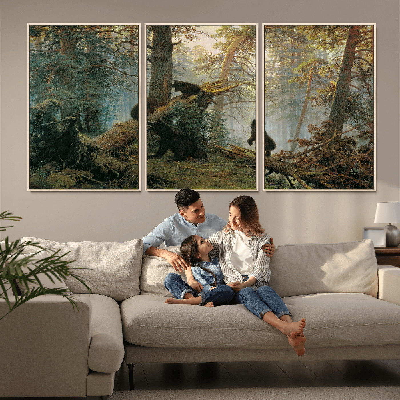 MGV-FC-60X30-3P - Grizzly Bear Cubs Wall Art Canvas Print
