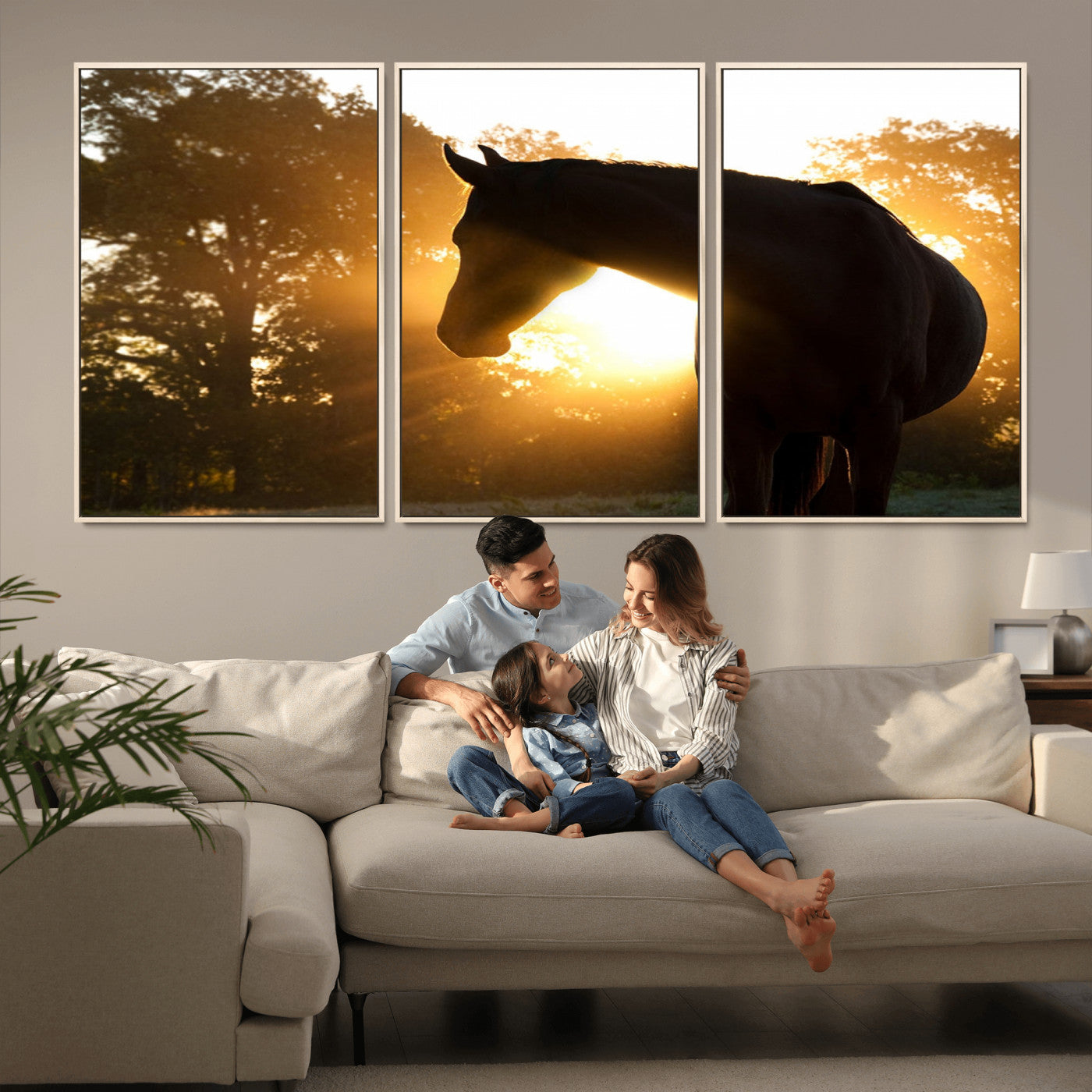 MGV-FC-60X30-3P - Horse at Sunset Wall Art Animal Canvas Print
