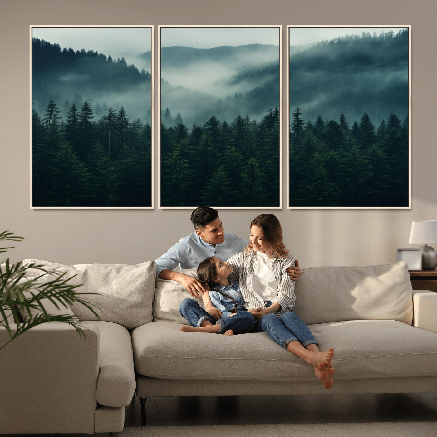 MGV-FC-60X30-3P - Captivating Misty Forest Wall Art Premium Canvas Print,  Foggy and Serene Atmosphere Wall Art Canvas