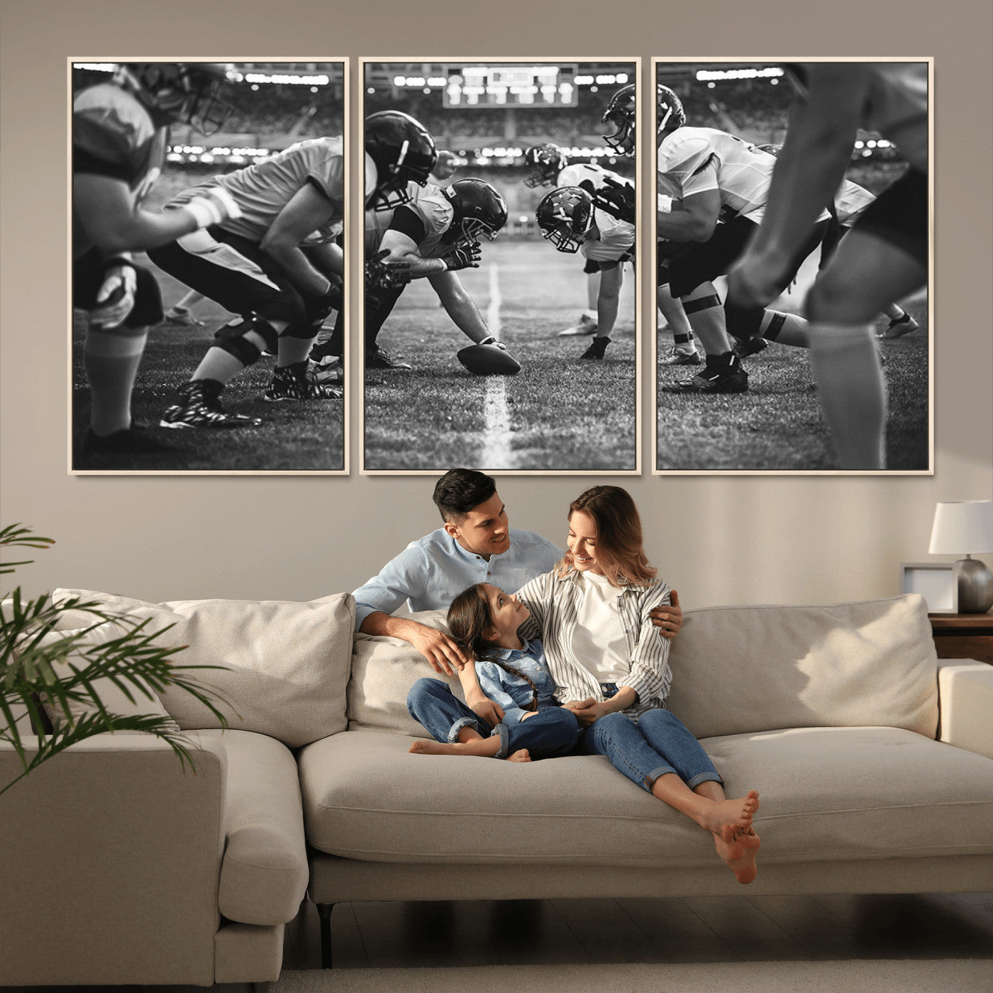 13273-MGV-FC-60X30-3P_Natural-American Football Wall Art Canvas Print, Stadium Sport Wall Art Print