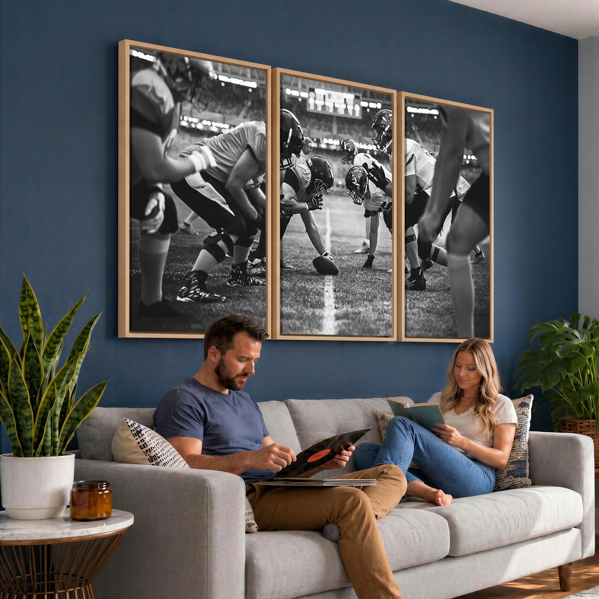 13273-MGV-CV-36X24 - American Football Wall Art Canvas Print Framed Stadium Sport