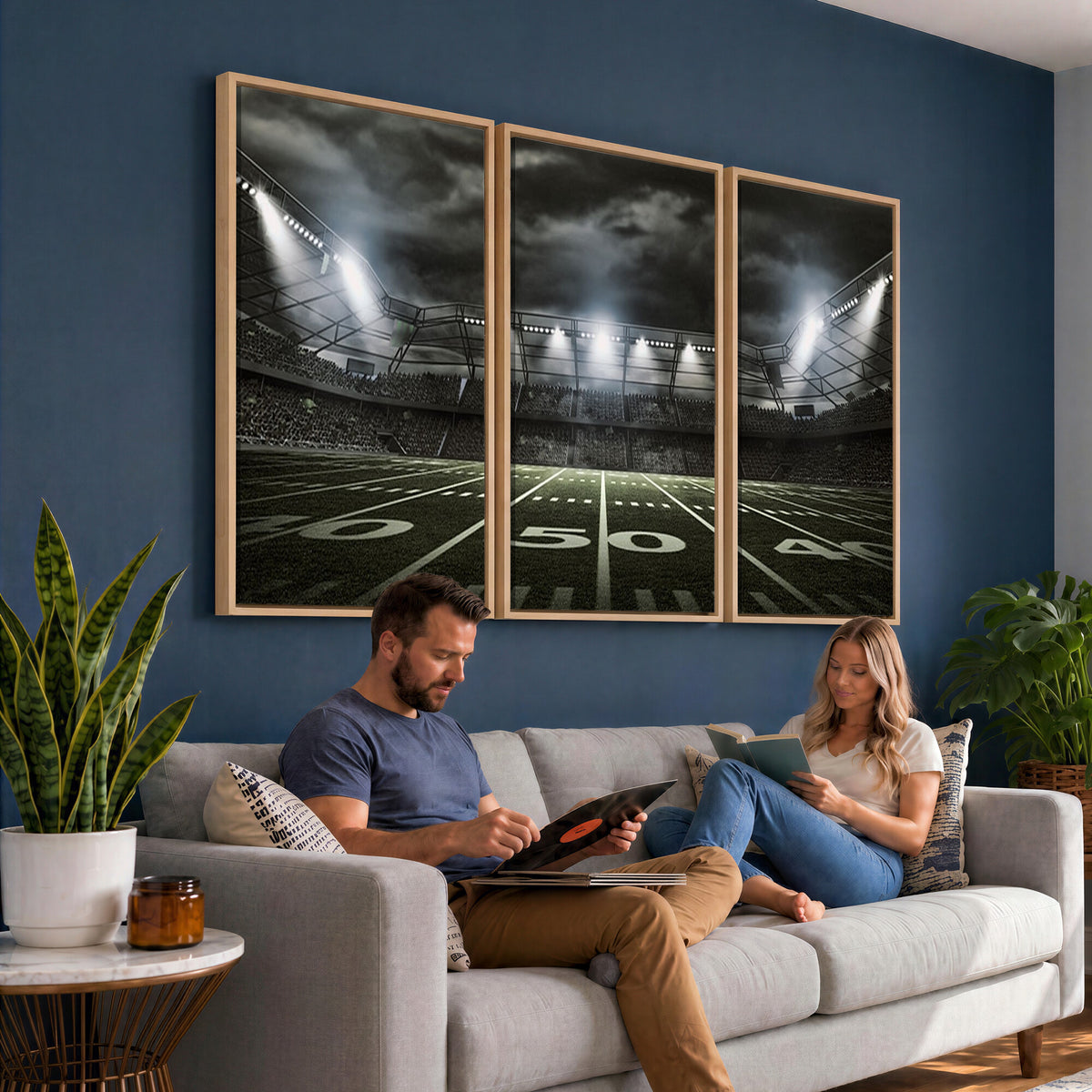 90107-MGV-CV-36X24 - American Football Stadium Wall Art Canvas Print, Stadium Sport Wall Art Print