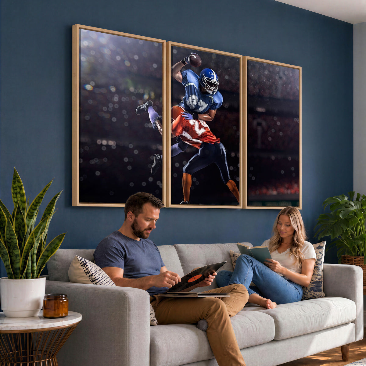 76491-MGV-CV-36X24 - American Football Wall Art Canvas Print, Stadium Sport Wall Art Print