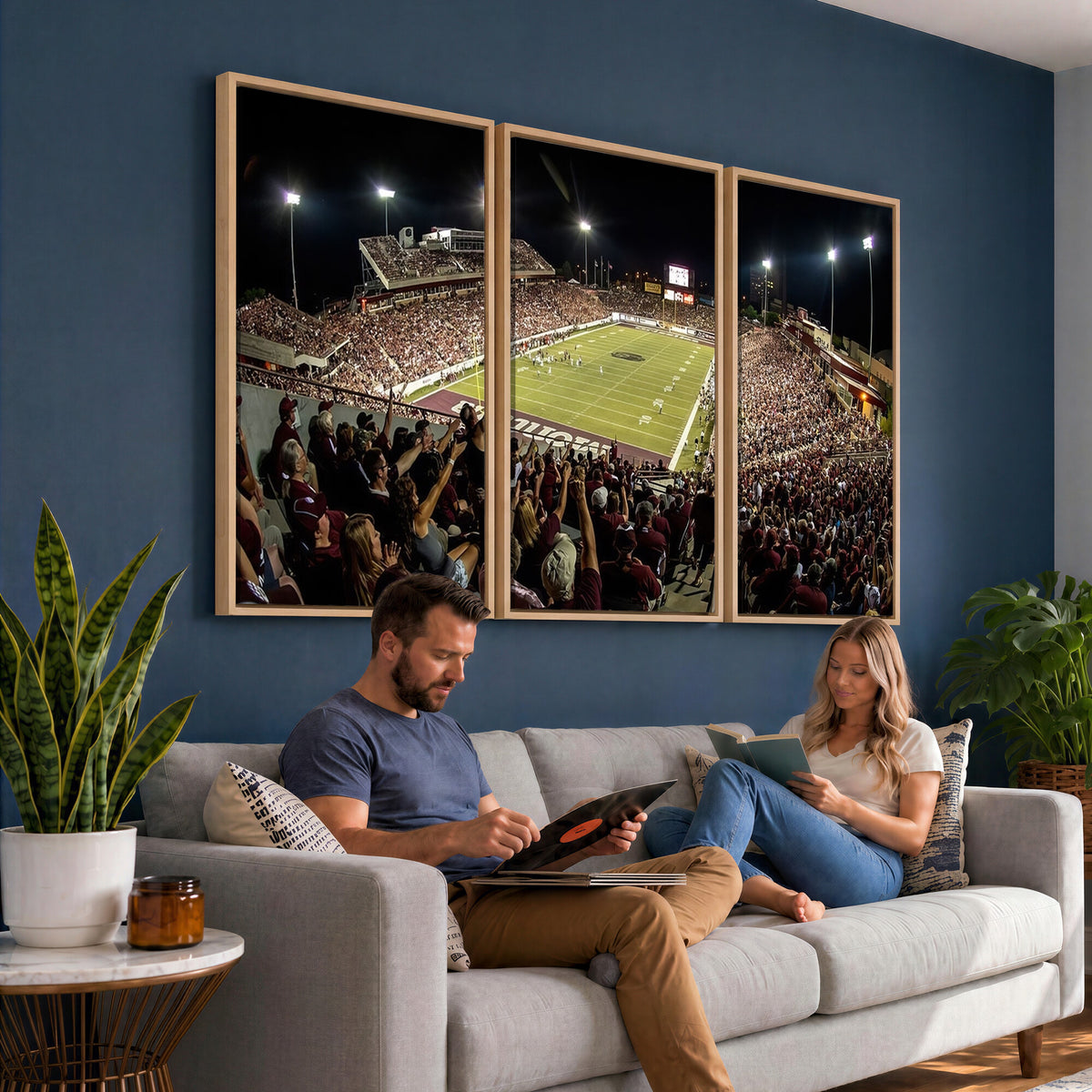 94126-MGV-CV-36X24 - Washington-Grizzly Stadium Canvas Wall Art | Exciting Game Night Atmosphere in Panoramic View
