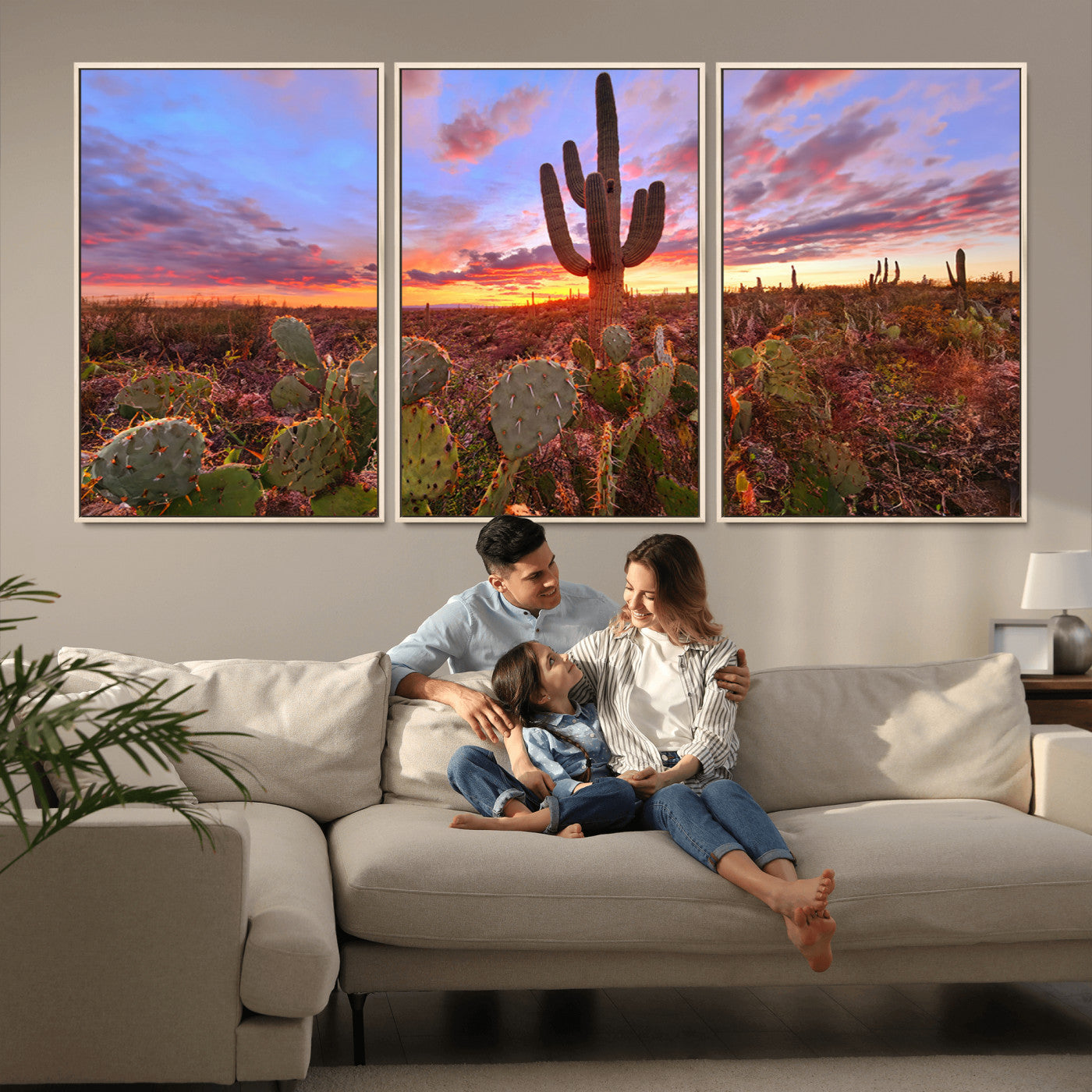 MGV-FC-60X30-3P - Arizona Desert Sunset Wall Art Canvas Print