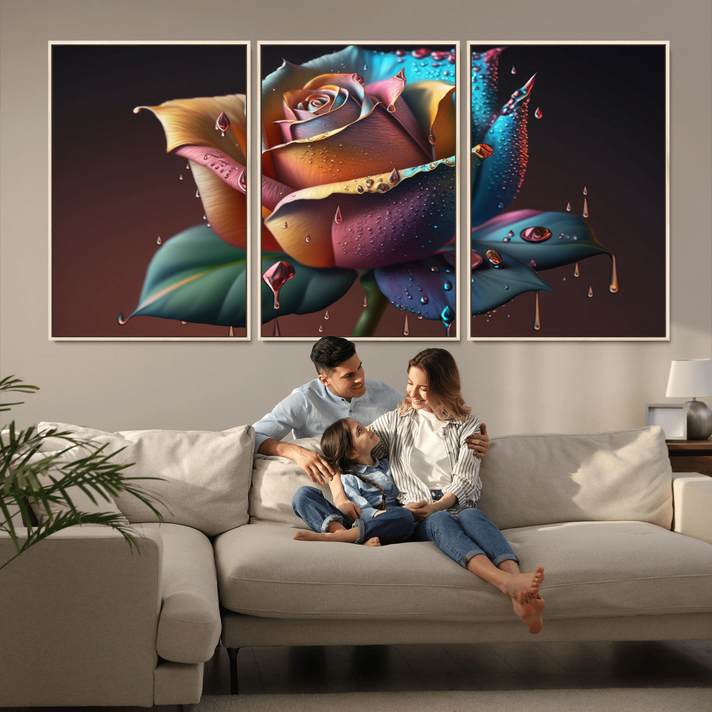 MGV-FC-60X30-3P - Abstract Rose Wall Art Canvas Print