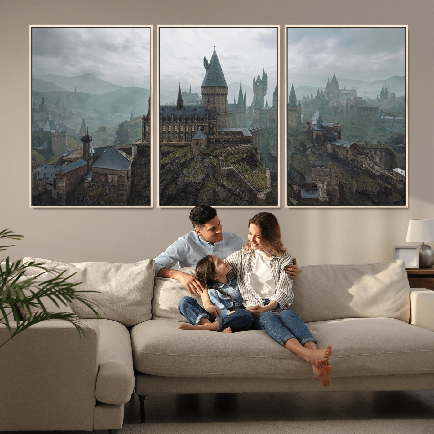 MGV-FC-60X30-3P - Disney Castle Wall Art Canvas Print, Living Kids Home Room Decor Art Print