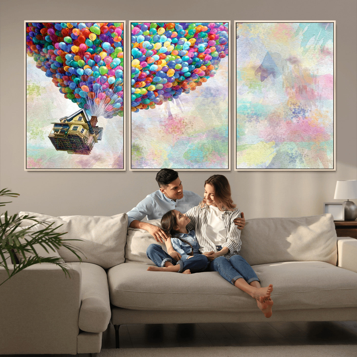 MGV-FC-60X30-3P - Up Pixar Poster, Look Up Pixar Wall Art, Up Pixar Canvas, Kids Play Game Room Decor Wall Art