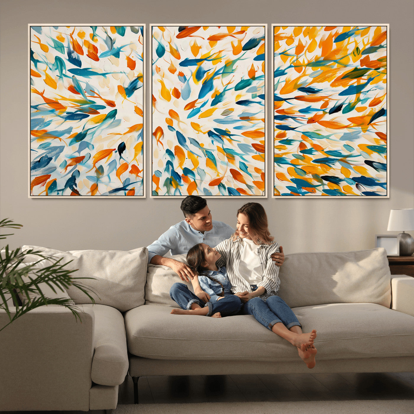 -Colorful Fish Wall Art Print – Abstract Ocean-Inspired Wall Art for Modern Spaces | Framed Canvas,
