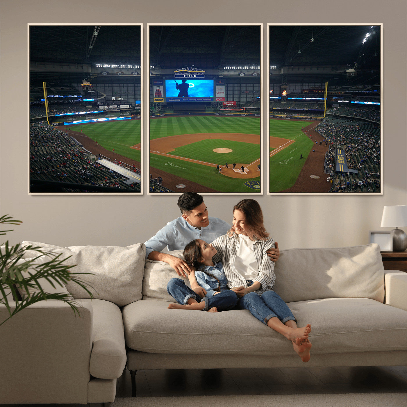 MGV-FC-60X30-3P - Milwaukee Brewers Baseball Art Print - American Family Field Stadium Wall Art Canvas Print